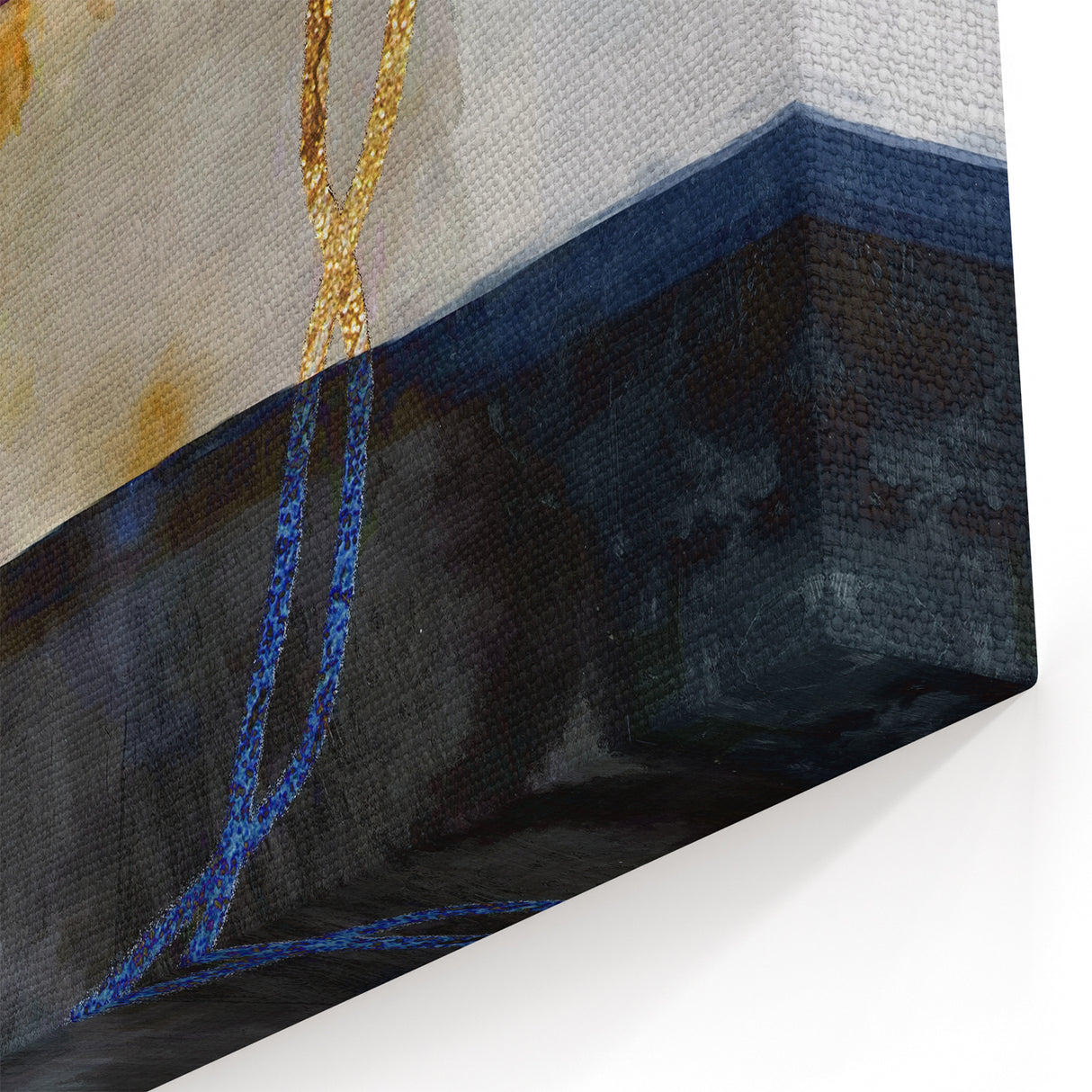 Timeless Textures Abstract Wall Art – Navy, Ochre, and Gold Layers