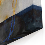 Timeless Textures Abstract Wall Art – Navy, Ochre, and Gold Layers