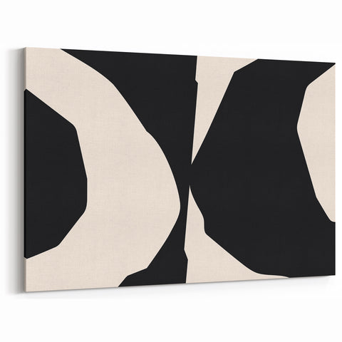 Geometric Minimalist Abstract Wall Art – Black and Cream Contrast