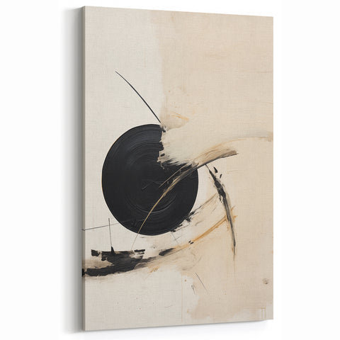 Modern Geometric Wall Art – Minimalist Abstract Black Circle Painting