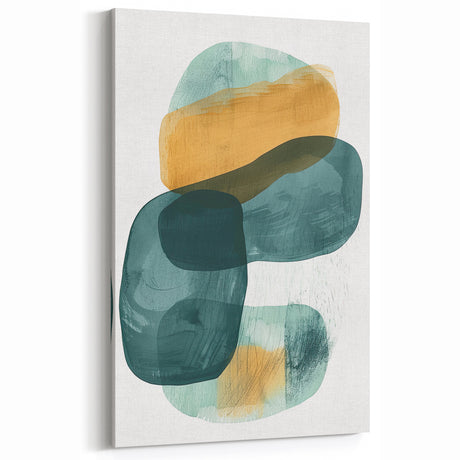 Contemporary Minimalist Wall Art – Teal & Mustard Abstract Print
