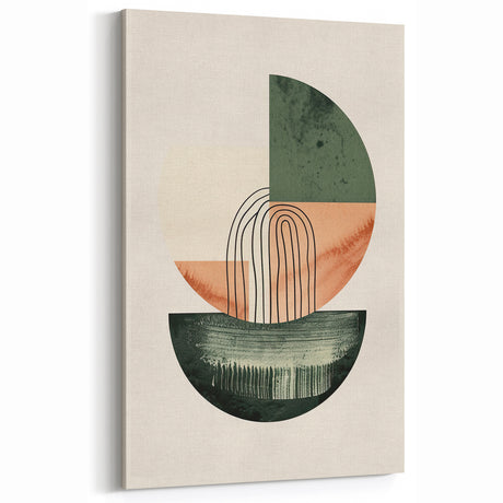Geometric Art Prints for Home Decor – Forest Green & Peach Abstract