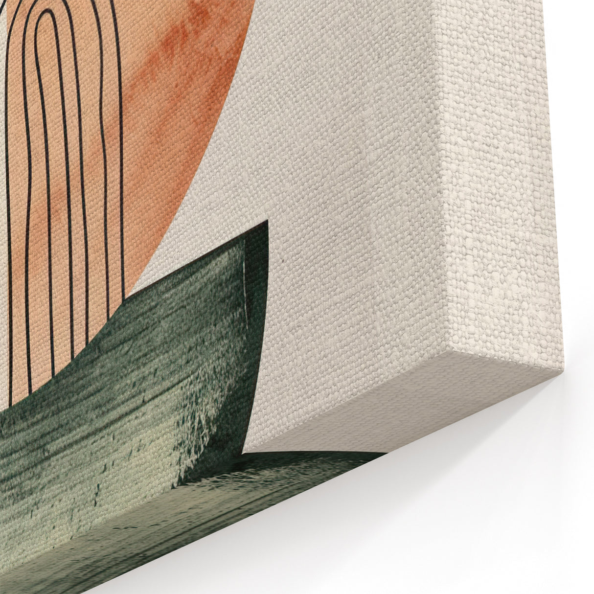 Geometric Art Prints for Home Decor – Forest Green & Peach Abstract