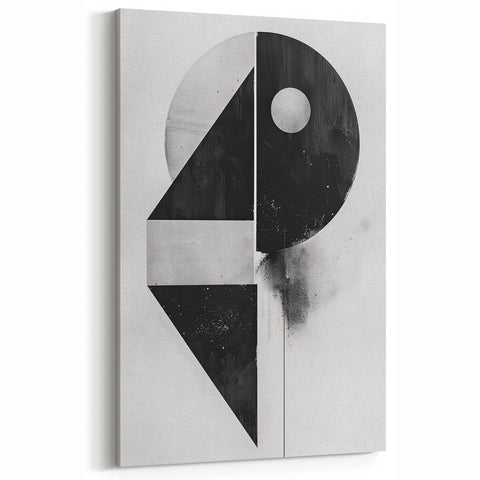 Geometric Minimalist Abstract Wall Art – Black and White Modern Print