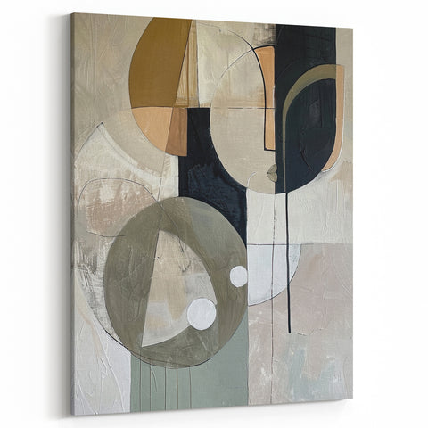 Abstract Geometric Framed Art – Modern Minimalist Black & Beige Print