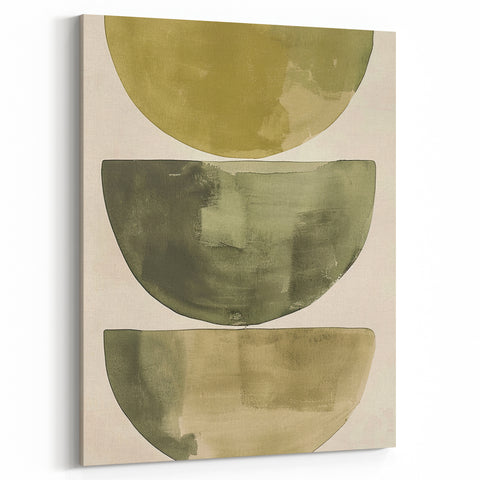 Minimalist Abstract Canvas Prints – Olive Green Geometric Wall Art
