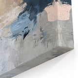 Abstract Earth Tone Art – Modern Oil Painting with Blue and Beige