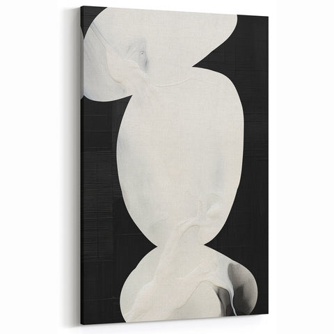 Earth Tone Art – Black and White Minimalist Abstract Canvas Print