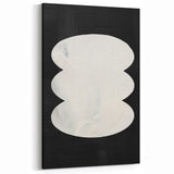 Minimalist Wall Decor – Sculptural White on Black Abstract Canvas