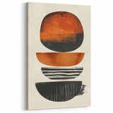 Neutral Abstract Prints – Stacked Burnt Orange and Black Shapes Art
