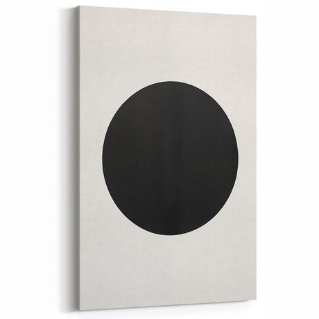 Minimalist Wall Decor – Black Circle on White Modern Abstract Canvas