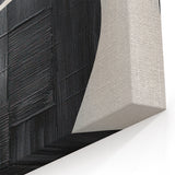 Contemporary Canvas Art – Textured Black Forms on Misty White
