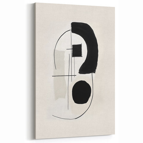 Neutral Abstract Prints – Black Brush and Linework Geometric Art