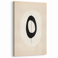 Minimalist Wall Decor – Black Oval and Line Art on Cream Canvas Print