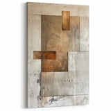 Earth Tone Art – Textured Geometric Abstract in Beige and Burnt Orange