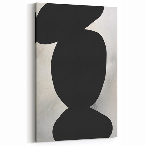Modern Abstract Art – Bold Black Organic Shapes on White Canvas
