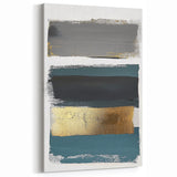 Minimalist Wall Decor – Teal, Gold & Gray Textured Abstract Brush Art