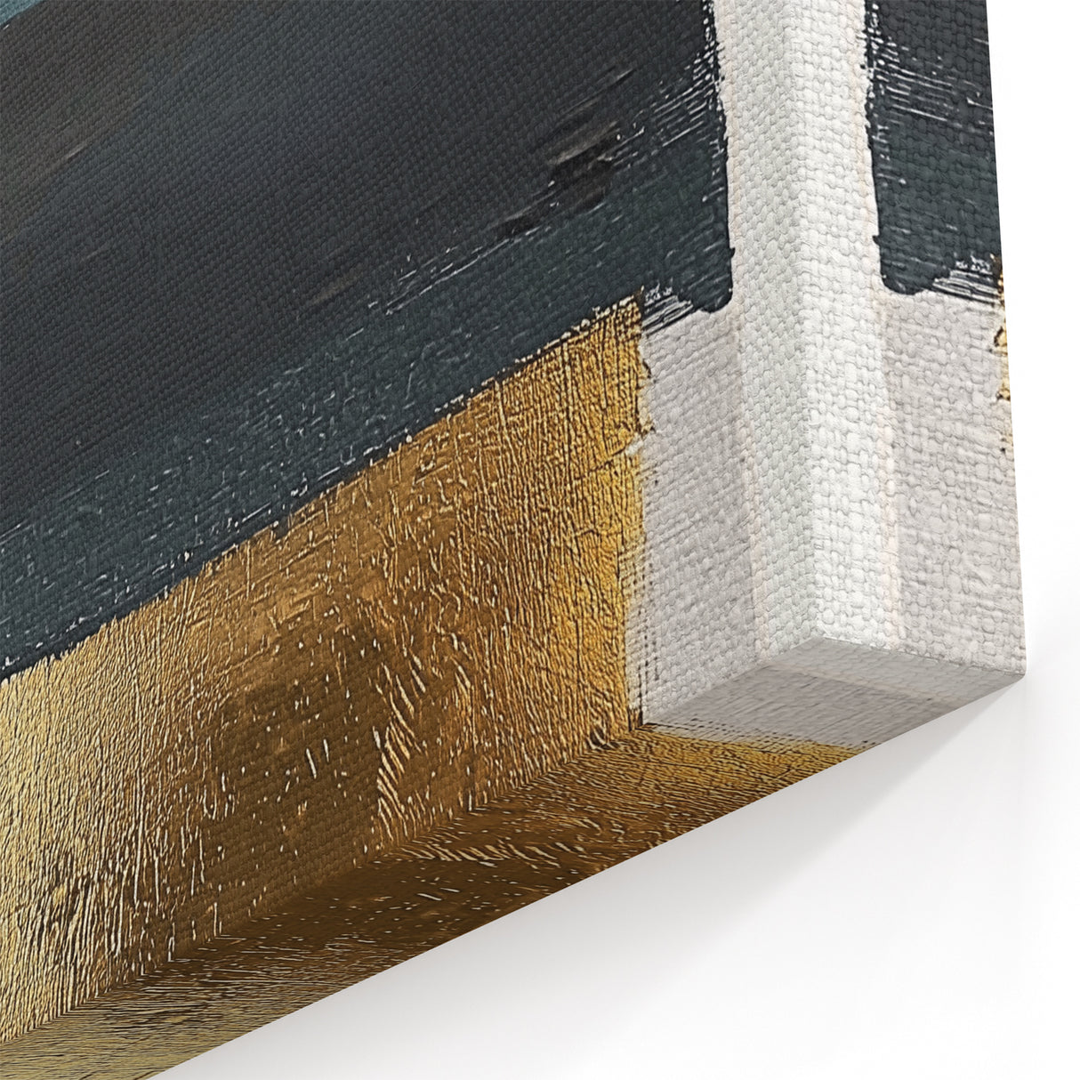 Minimalist Wall Decor – Teal, Gold & Gray Textured Abstract Brush Art