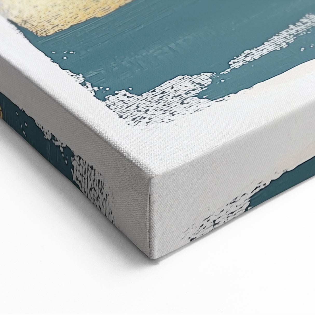 Minimalist Wall Decor – Teal, Gold & Gray Textured Abstract Brush Art