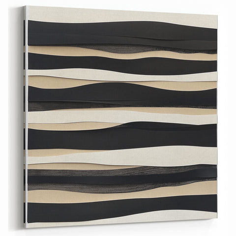 Minimalist Abstract Wall Art – Modern Black, White & Beige Canvas