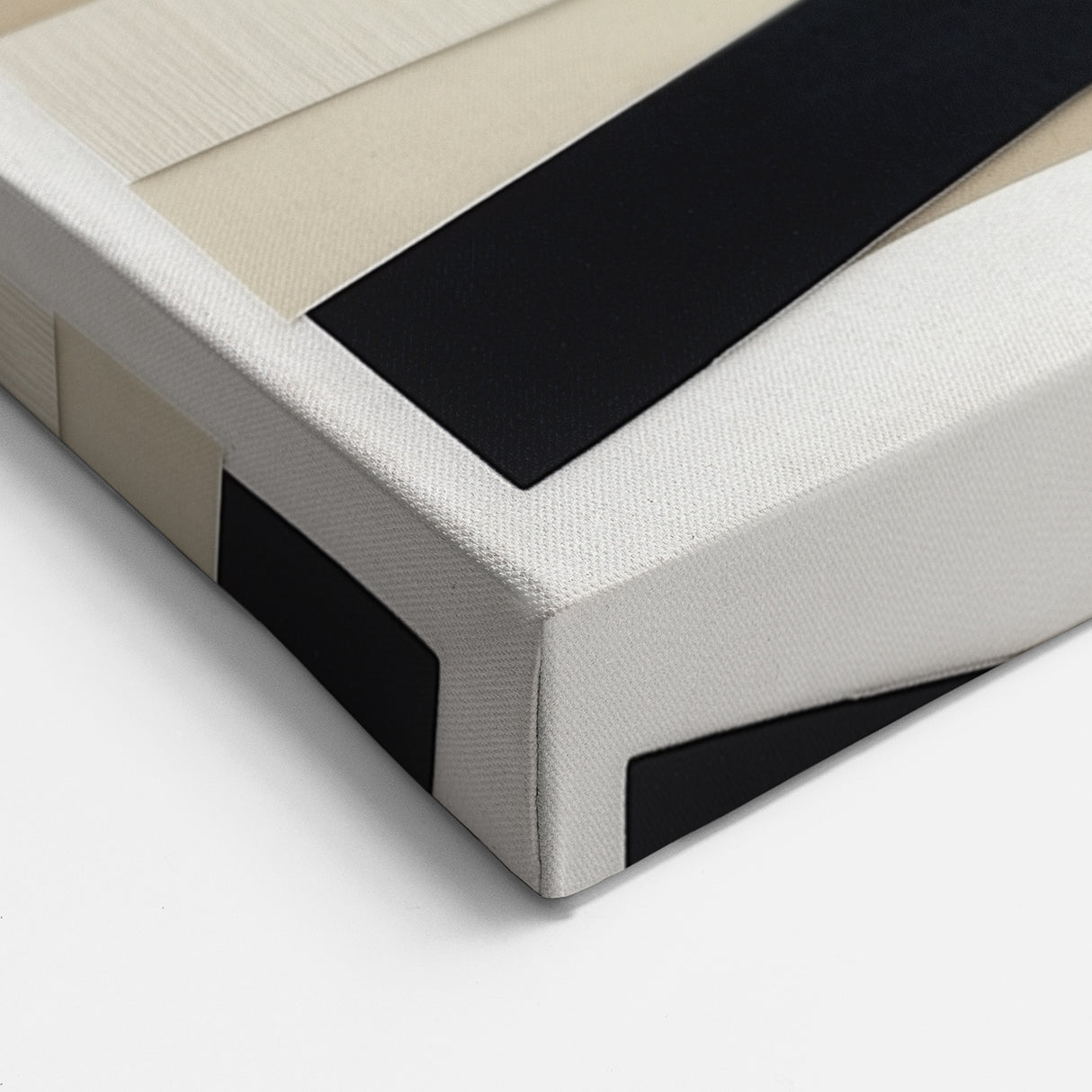 Contemporary Abstract Canvas – Neutral Black, Beige & Ivory Layers