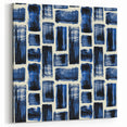 Modern Monochrome Abstract Wall Art – Earthen Harmony Blue Print