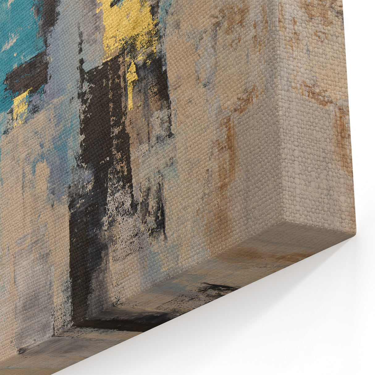 Textured Teal & Gold – Earthen Harmony Modern Abstract Art Print