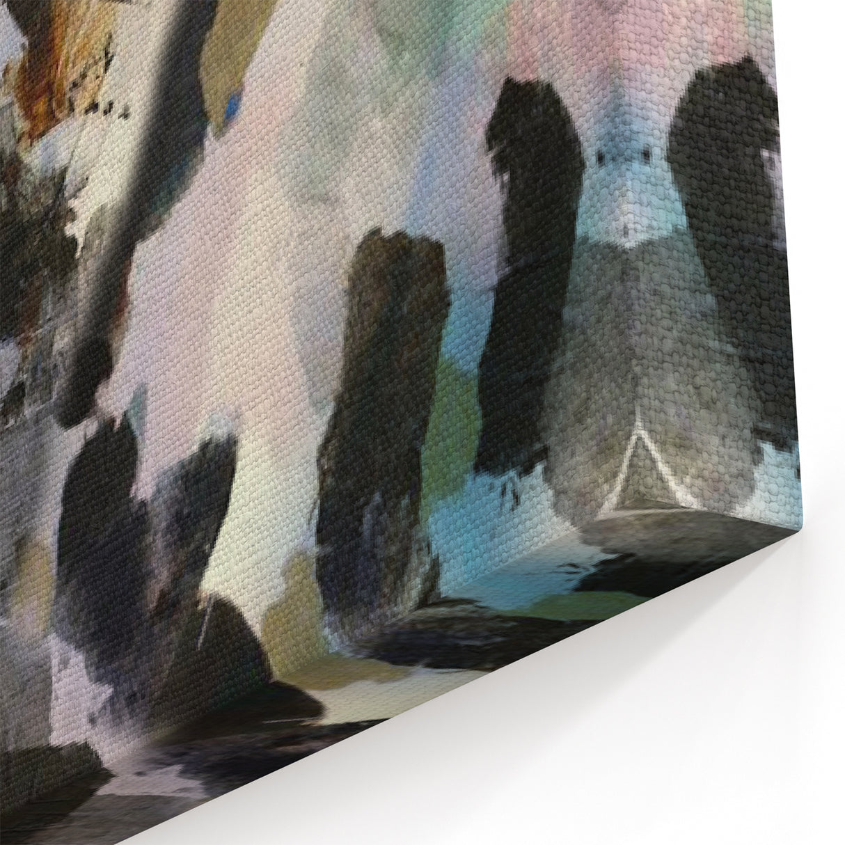 Textured Energy – Black & Teal Earthen Harmony Abstracts Print
