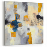 Blushed Blues – Royal Abstract Wall Art with Gold and Gray Accents