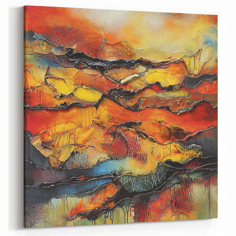 Fiery Horizon – Earthen Harmony Interior Design Art in Warm Hues