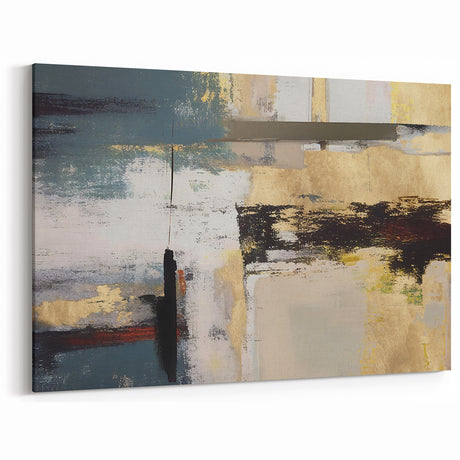 Gilded Depth – Contemporary Gold and Teal Abstract Wall Art