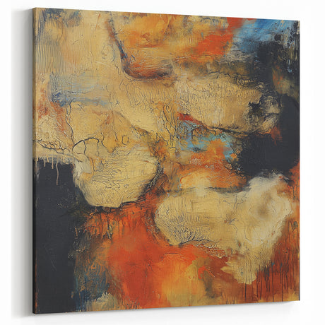 Earthen Harmony Abstracts – Fiery Orange & Beige Modern Wall Art