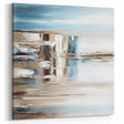 Earth Tone Art – Coastal Abstract Canvas in Blue, Beige & White