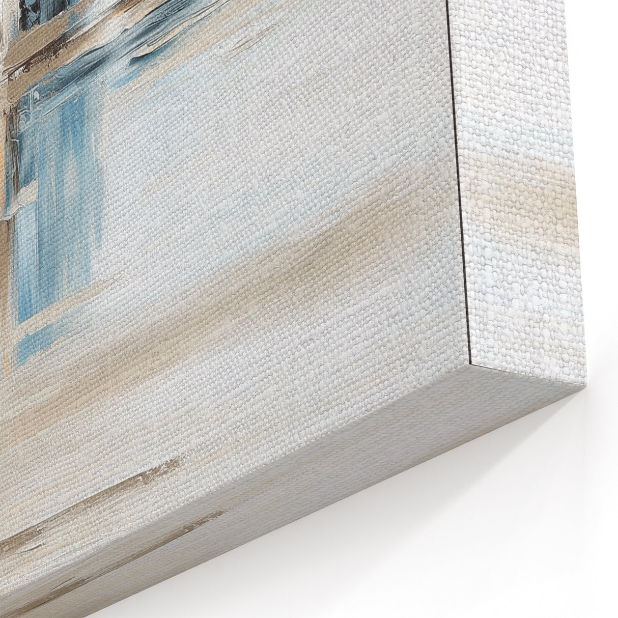 Earth Tone Art – Coastal Abstract Canvas in Blue, Beige & White