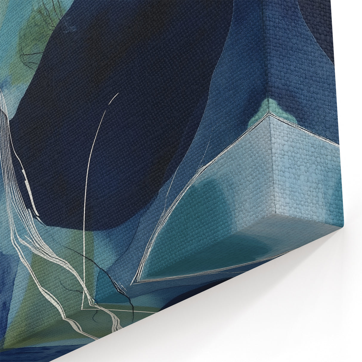 Geometric Abstract Wall Decor – Oceanic Blue Contemporary Canvas