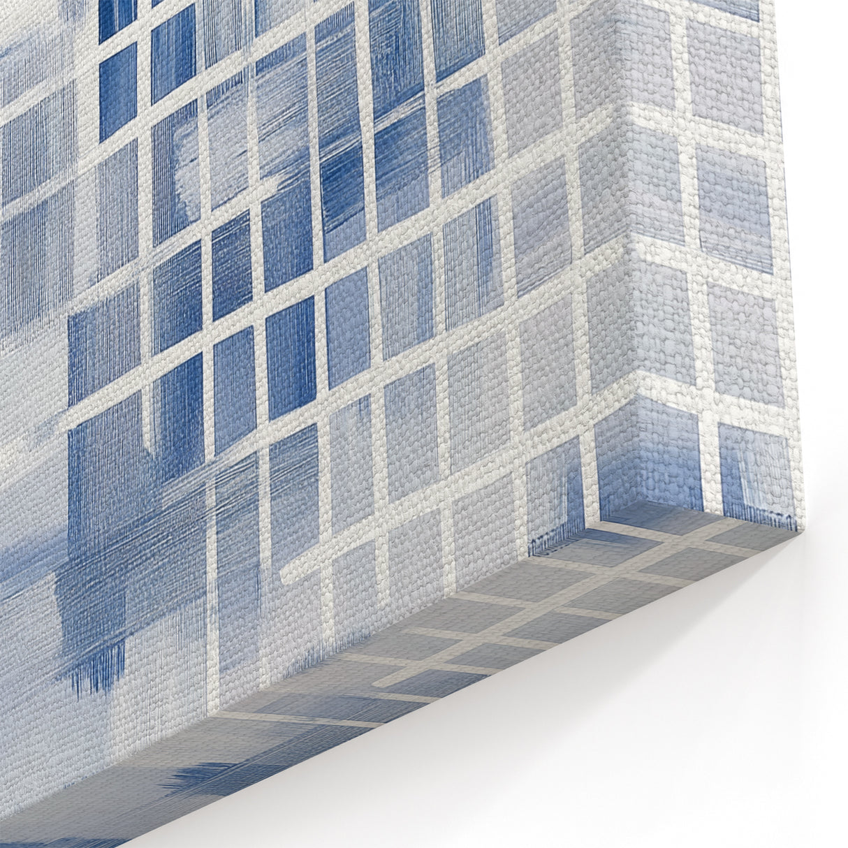 Large Abstract Wall Art – Blue Grid Modern Geometric Wall Decor