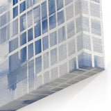 Large Abstract Wall Art – Blue Grid Modern Geometric Wall Decor