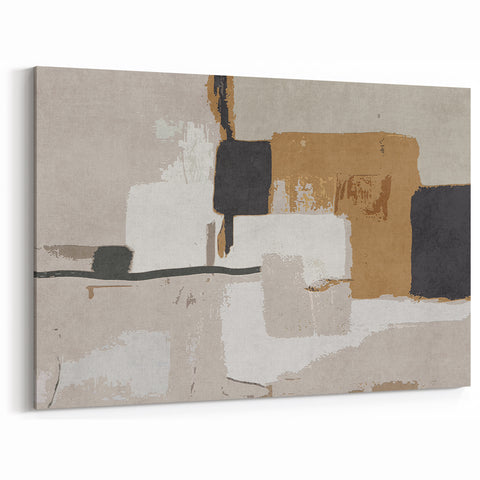 Textured Blocks – Contemporary Canvas Art in Earthen Harmony Abstracts