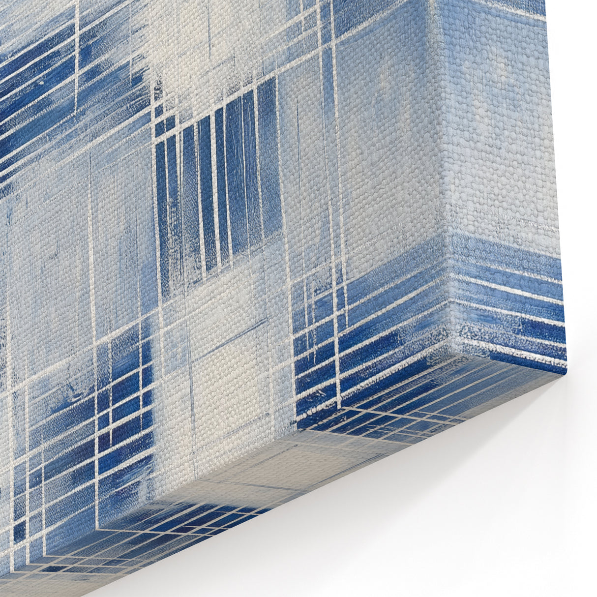 Colorful Abstract Wall Art – Blue Grid Modern Minimalist Canvas