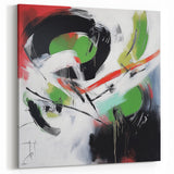Contemporary Abstract Canvas – Bold Red and Green Wall Art Print