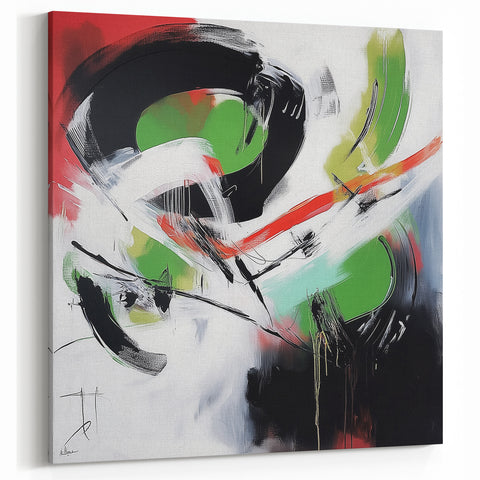 Contemporary Abstract Canvas – Bold Red and Green Wall Art Print