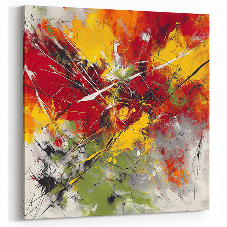 Modern Abstract Wall Art – Explosive Red and Yellow Canvas Print