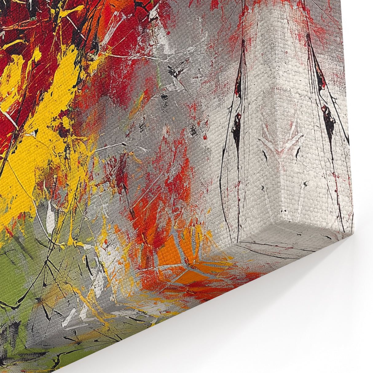 Modern Abstract Wall Art – Explosive Red and Yellow Canvas Print