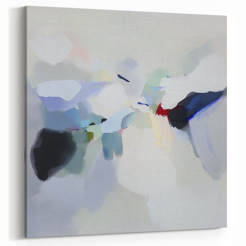 Minimalist Abstract Wall Art – Misty Gray and Blue Canvas Print