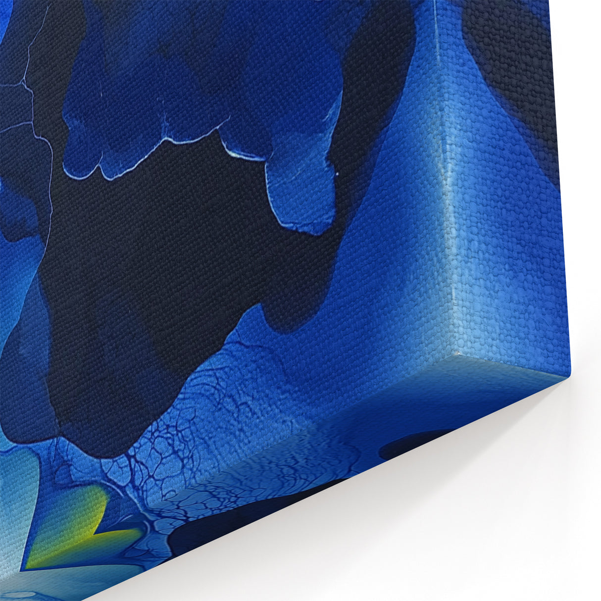 Large Abstract Wall Art – Flowing Blue and Yellow Modern Canvas