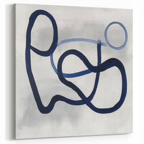 Modern Abstract Wall Art – Navy Blue Minimalist Geometric Print