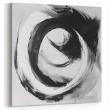 Minimalist Abstract Wall Art – Bold Black and Gray Circular Canvas