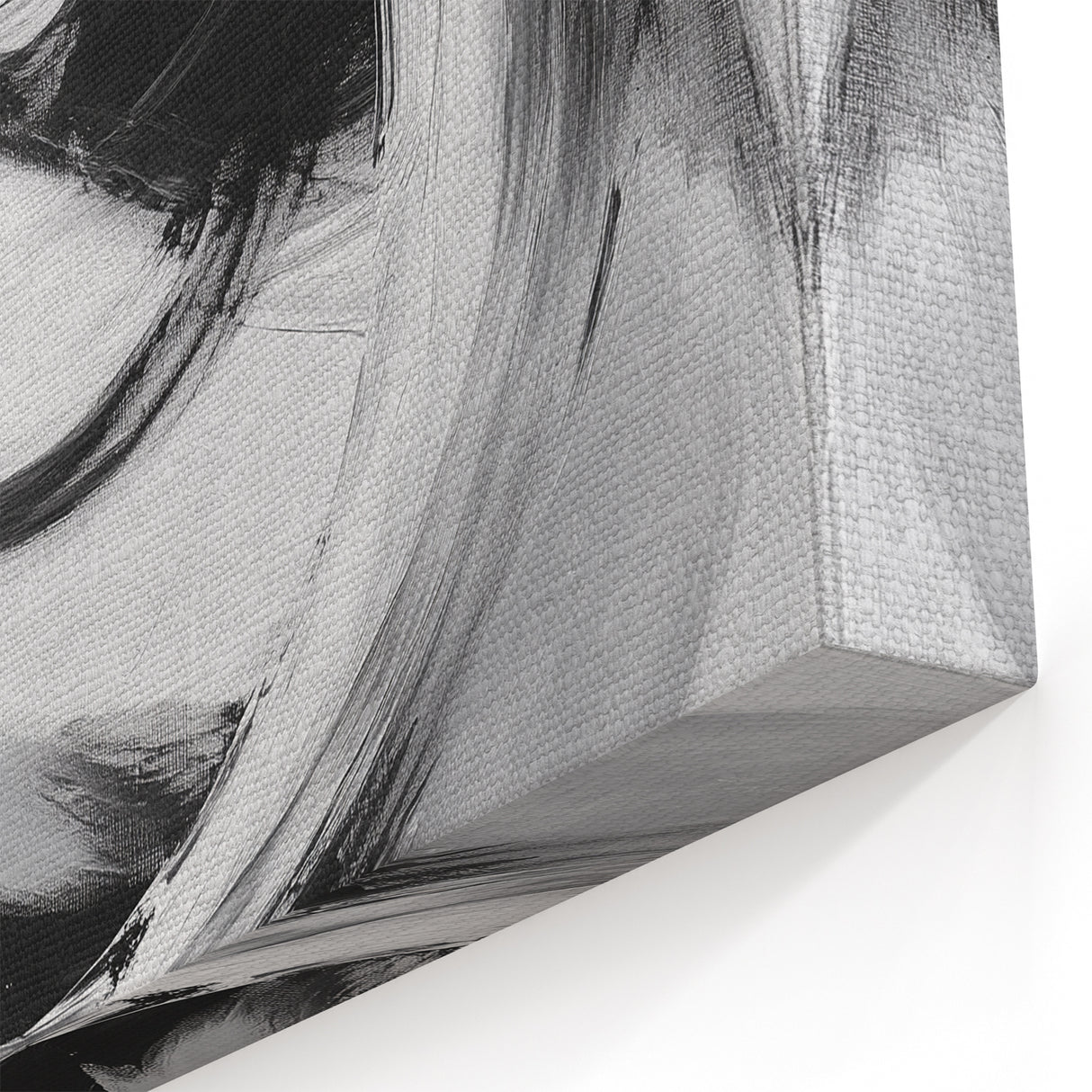 Minimalist Abstract Wall Art – Bold Black and Gray Circular Canvas