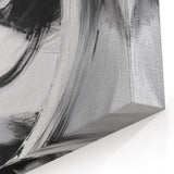 Minimalist Abstract Wall Art – Bold Black and Gray Circular Canvas