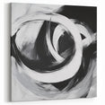Large Abstract Wall Art – Bold Black and White Circular Motion Canvas